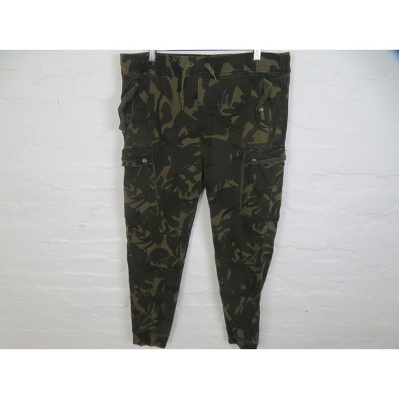 Polo Ralph Lauren Cargo Joggers Mens Large Green Camo Sweatpants Military